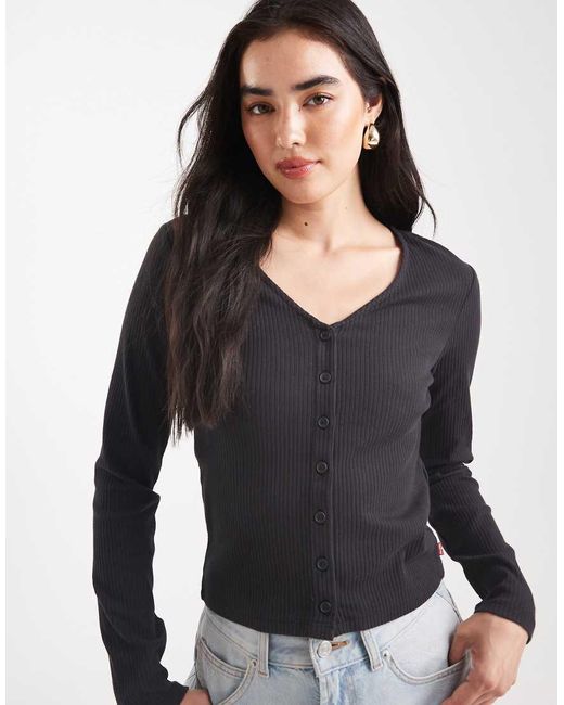 Camiseta Negra De Manga Larga Con Botones Delanteros Muse De Levi's de color Black