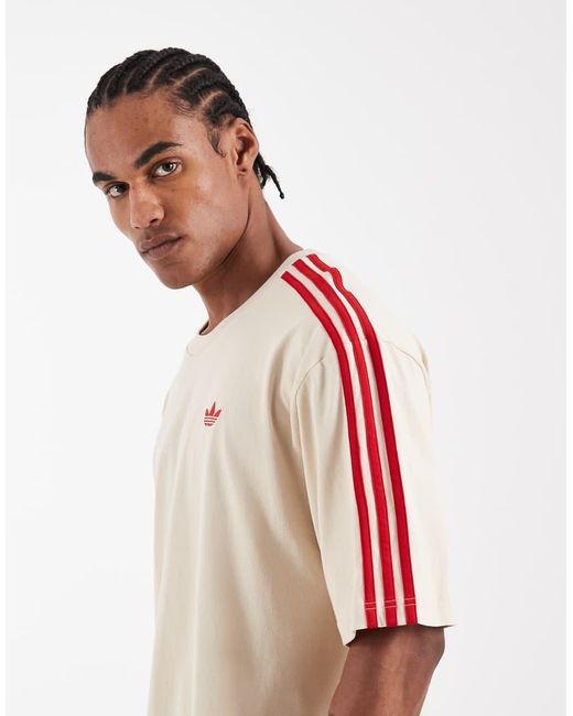 Adidas Originals Natural Three Stripe T-Shirt for men