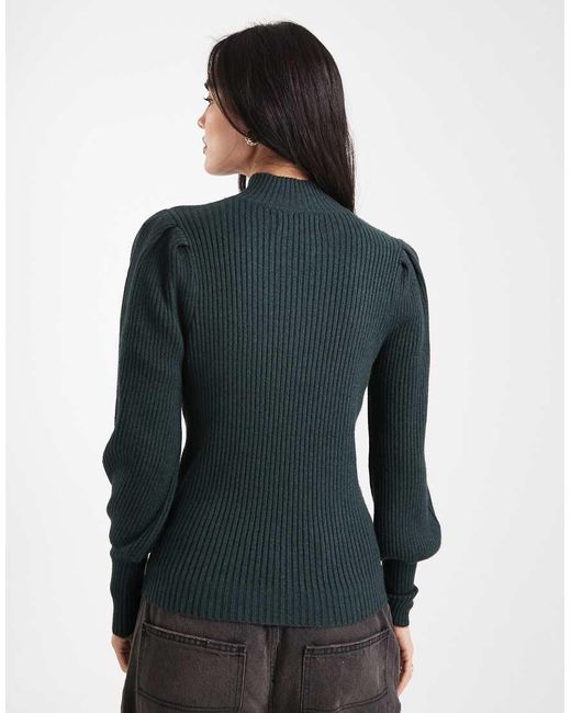 ONLY Black High Neck Puffy Sleeves Jumper