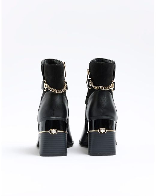 River Island Black Wide Fit Block Heeled Boots