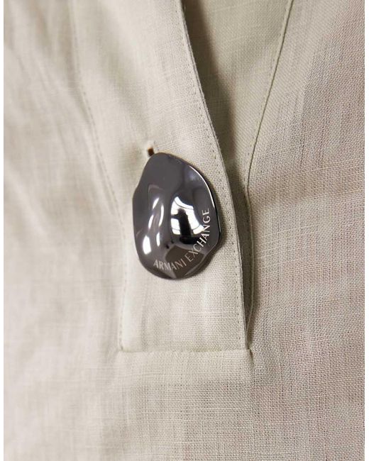 ARMANI EXCHANGE Natural Mini Linen Shoulder Tie Dress