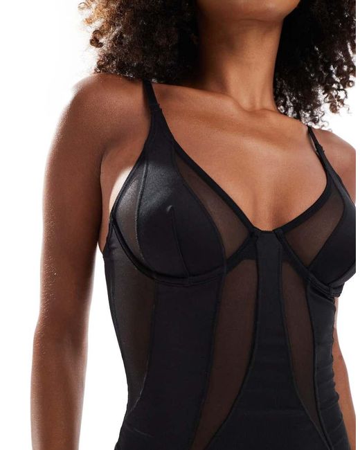 knee length dresses for ladies Curve Mini Dress | Black Mesh Mini Dress main image 0