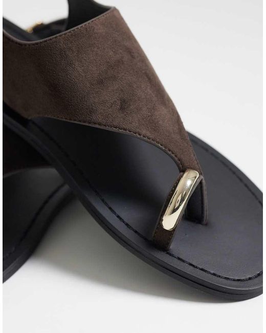 Threadbare White Faux Suede Flat Sandals With Toe Post