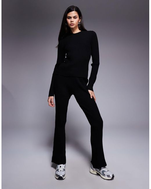ASOS Blue Co-ord Ribbed Knitted Flare Trousers