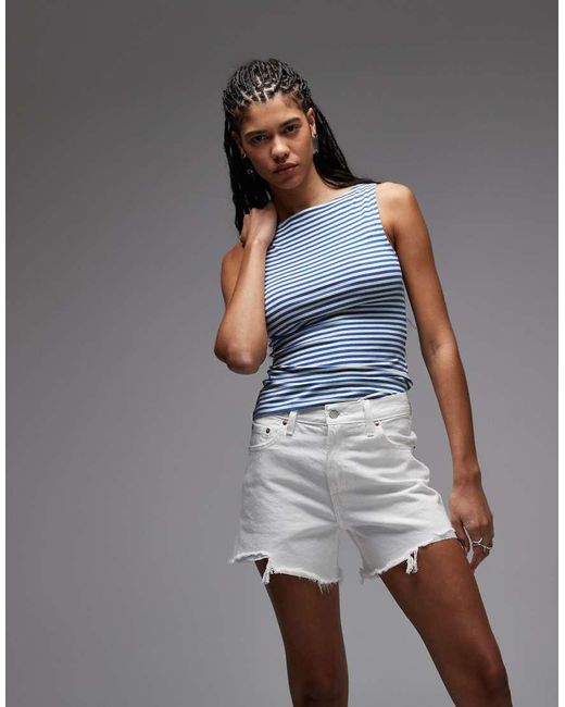 Levi's Gray Levis Ribcage Distressed Shorts