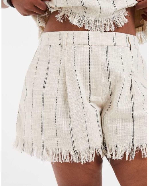 ASOS White Curve Tailored Fringe Hem Shorts