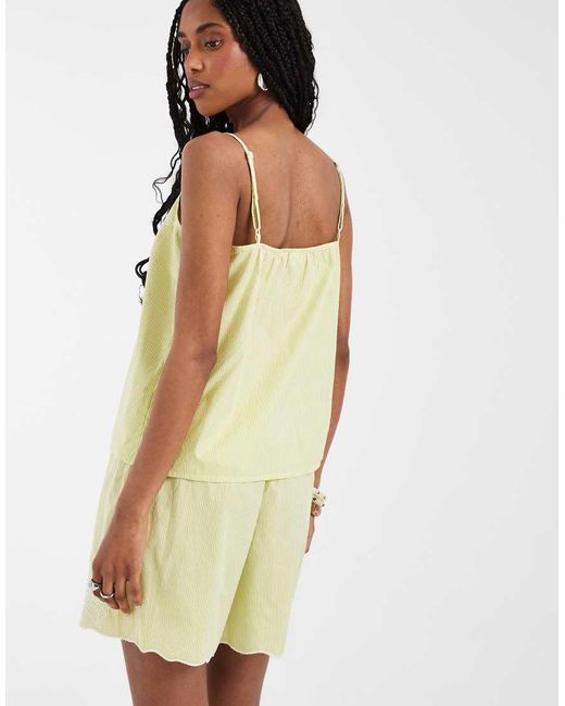 Pieces Green Floral Embroidered Cami Top