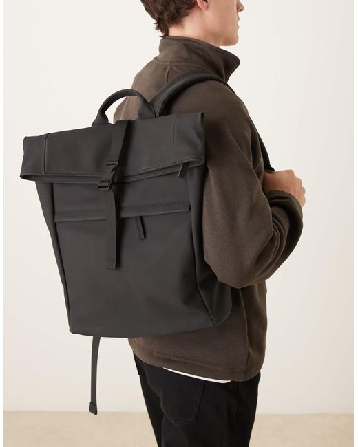 Mango Black Roll Top Backpack for men