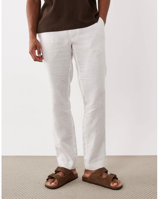 Mango White Linen Trouser for men