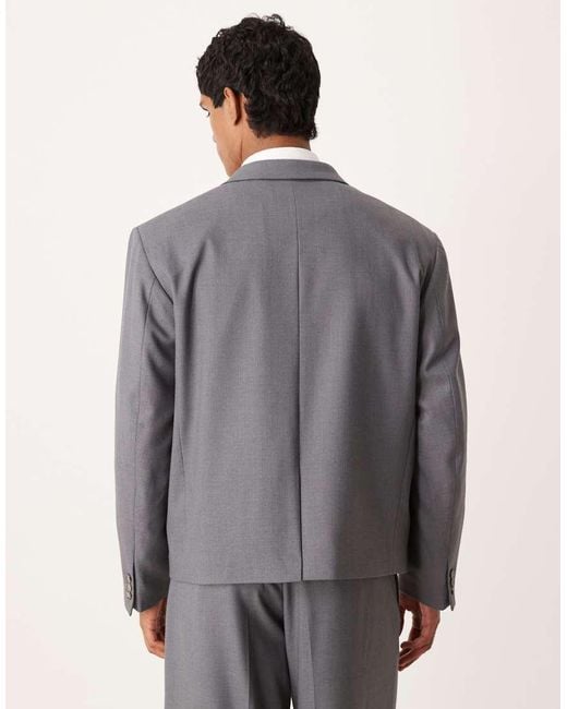 ASOS Cropped Colbert Van Keperstof Met Rechte Pasvorm in het Gray voor heren