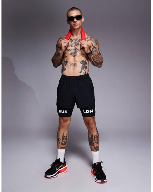 4505 Blue Run Ldn Running Base Layer Legging Shorts With Phone Pocket for men