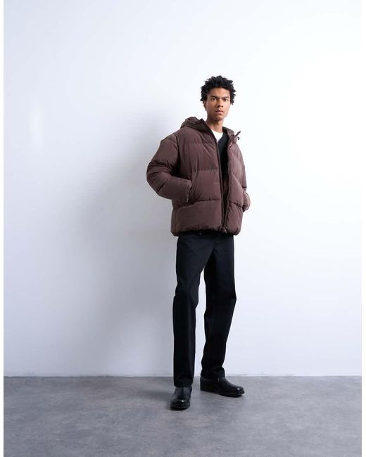 Topman Purple Textured Puffer Jacket for men