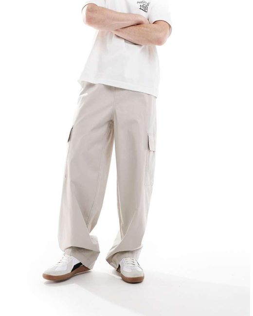 Pantalones Cargo Grises Muy Holgados Con Cinturilla Elástica De ASOS de hombre de color White