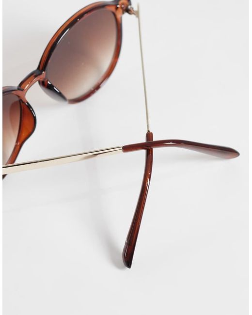 ASOS Pink Round Sunglasses With Metal Temples