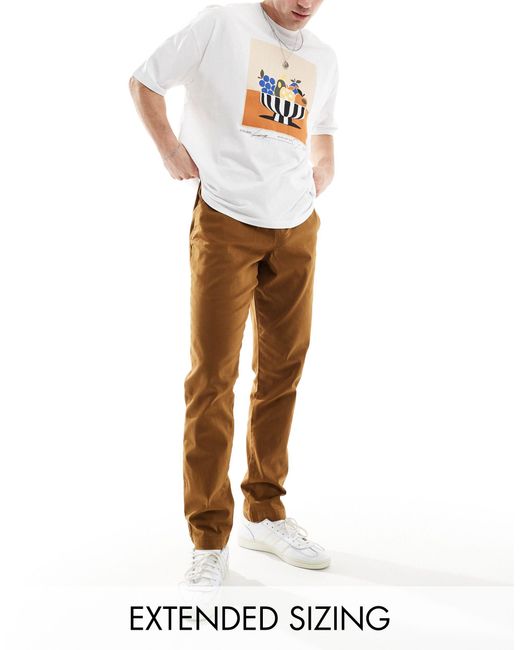 Pantalon ajusté à enfiler - marron ASOS pour homme en coloris White