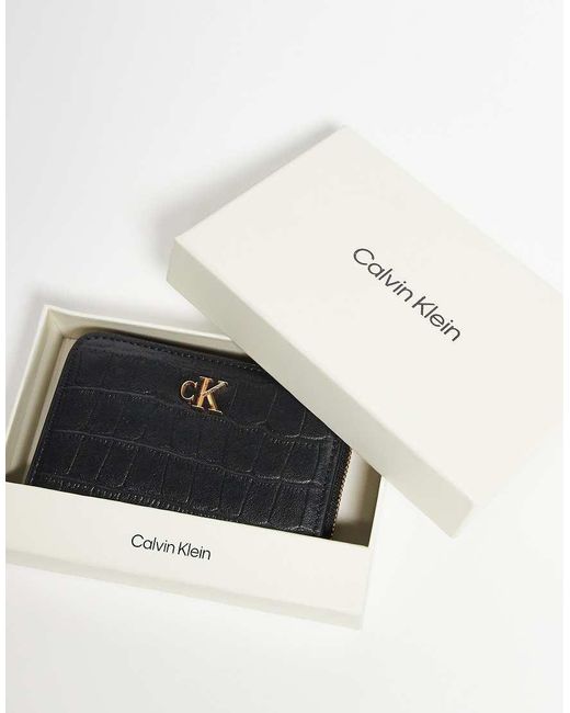 Calvin Klein Blue Medium Croc Zip Purse