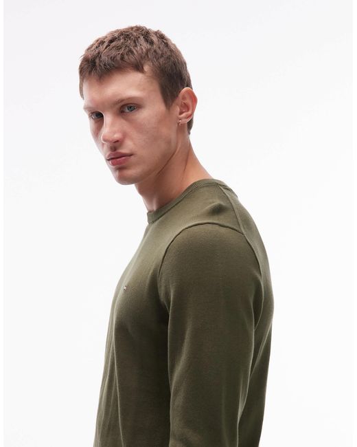 Tommy Hilfiger – basic-pullover aus baumwolle in Green für Herren