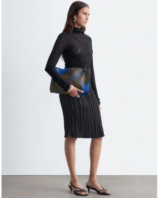& Other Stories Blue Lace Long Sleeve Top With Thumb Holes