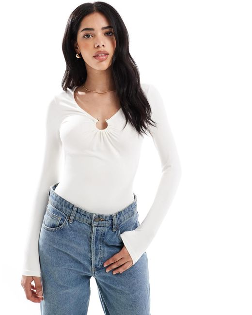 New Look White – langärmliger body