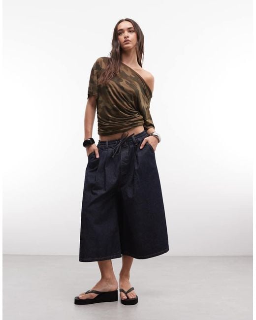 Collusion Blue Off Shoulder Drapey Top