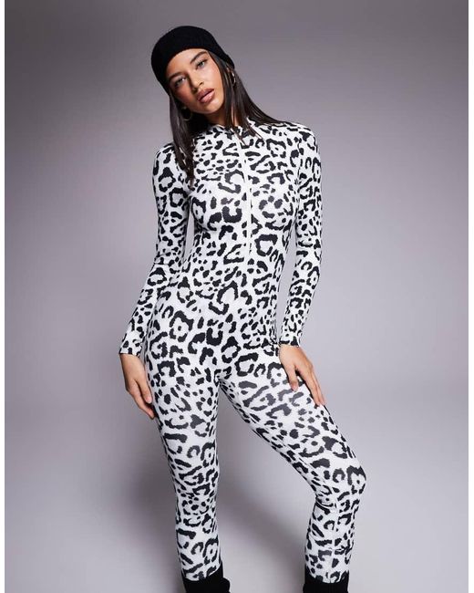 ASOS 4505 Ski & Snow White Asos 4505 Ski Fleece Back Base Layer Long Sleeve Unitard With Thermal Treatment