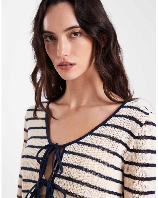 ONLY Blue Knit Tie Front Cardigan