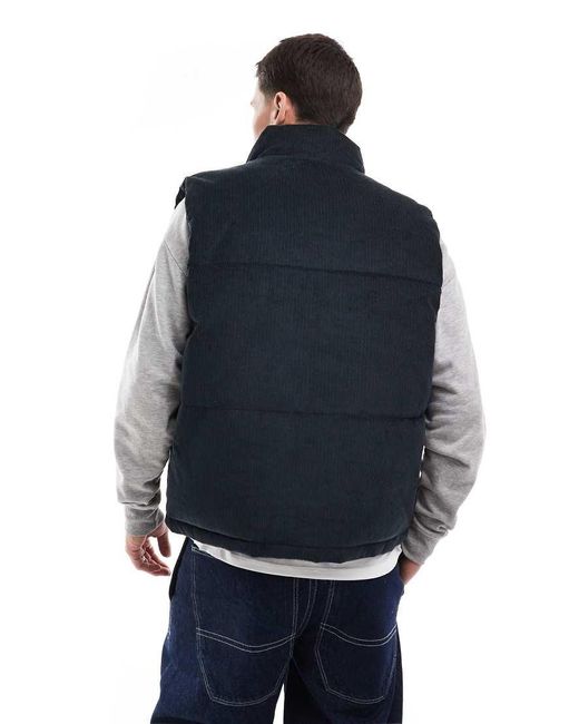 Hollister Black Reversible Nylon/cord Relaxed Fit Puffer Vest for men