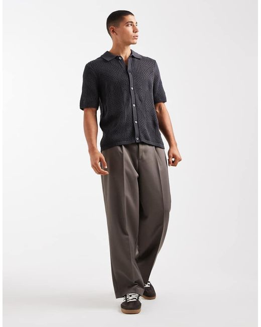 Levi's Blue Open Knit Camp Shirt for men