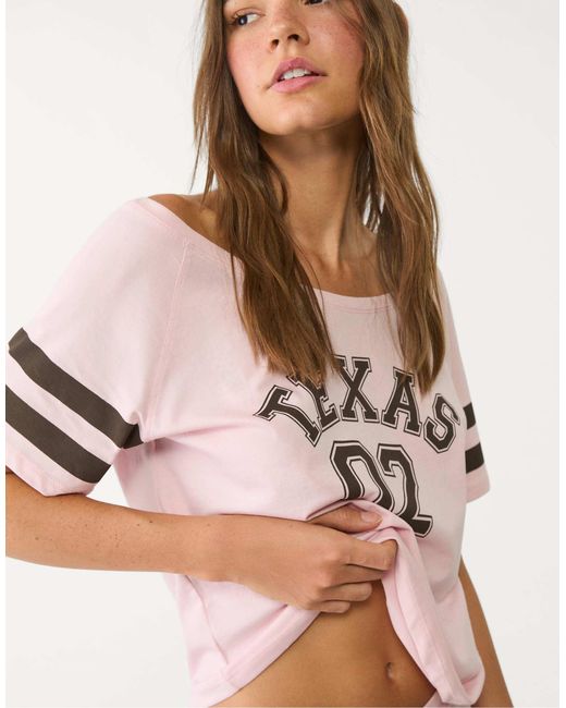 T-shirt à manches courtes et imprimé texas - pastel Stradivarius en coloris Pink