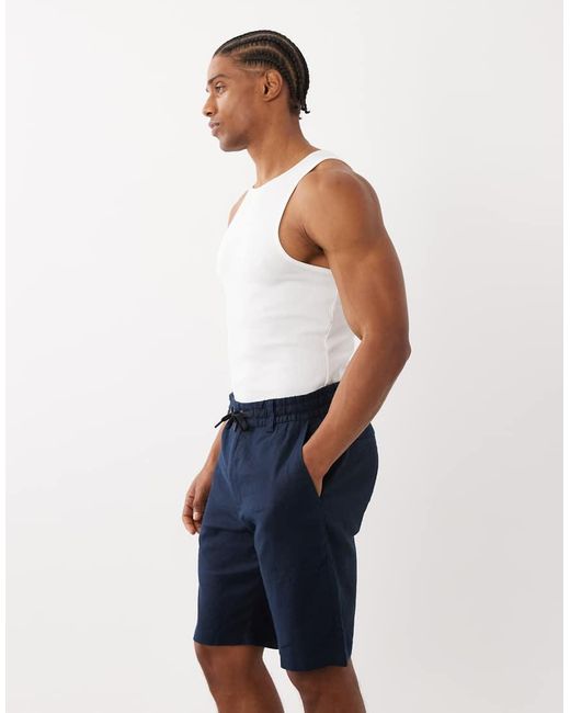 Boss White Hugo Boss Linen-blend Shorts for men