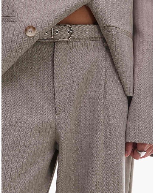ASOS White Tailored Belted Tapered Leg Trouser