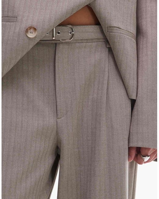 ASOS White Tailored Belted Tapered Leg Trouser