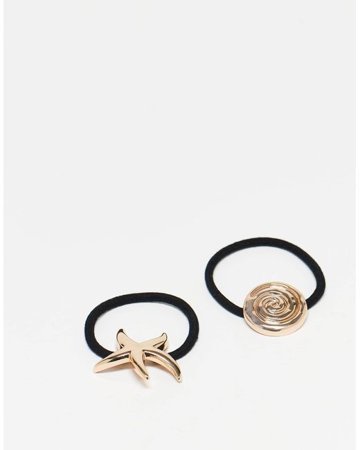 ASOS Metallic Pack Of 2 Hair Elastics With Shell And Starfish Designs