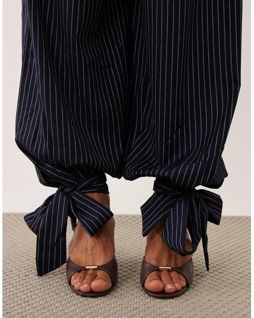 Ghospell Blue Sienna Ankle Tie Detail Balloon Pants