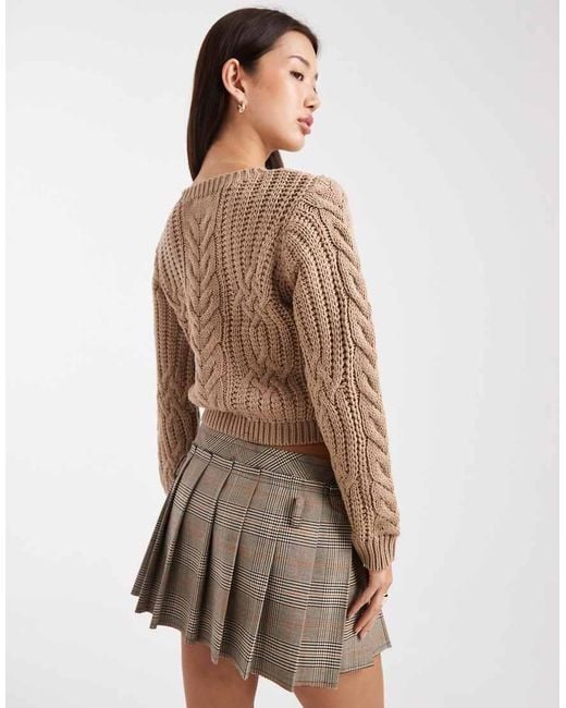 Brave Soul Brown Crew Neck Cable Knit Jumper