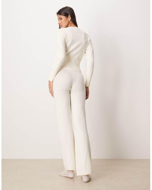 Gina Tricot Natural Co-ord Straight Leg Drawstring Fine Knitted Trousers