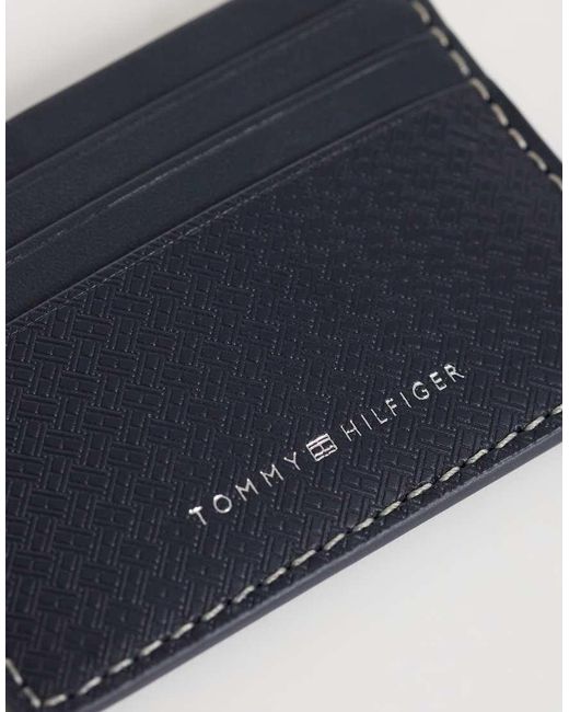 Tommy Hilfiger Blue Micro Embossed Flag Logo Cardholder for men