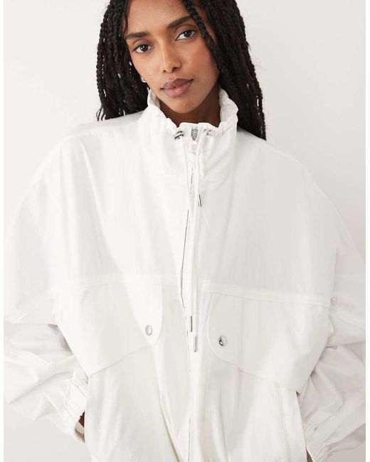 ARKET White Cotton Funnel Neck Utility Jacket