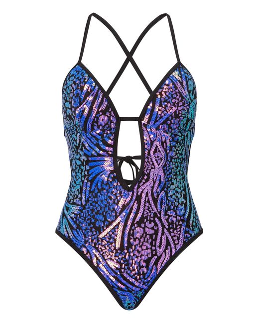 Ann Summers Blue Sultry Heat Sparkle Swimsuit
