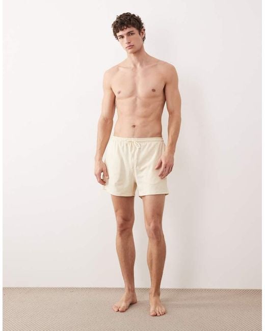 Free Society Natural Seersucker Swim Shorts for men