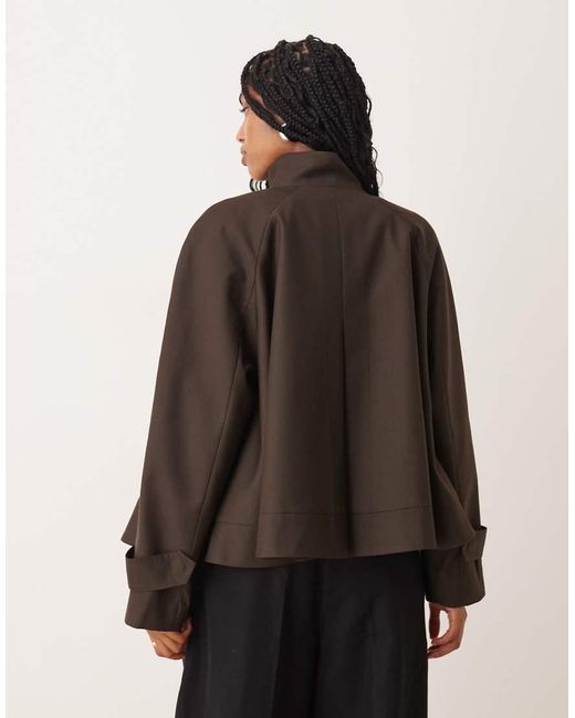 ASOS Brown Tailored Raglan Sleeve High Neck Swing Jacket
