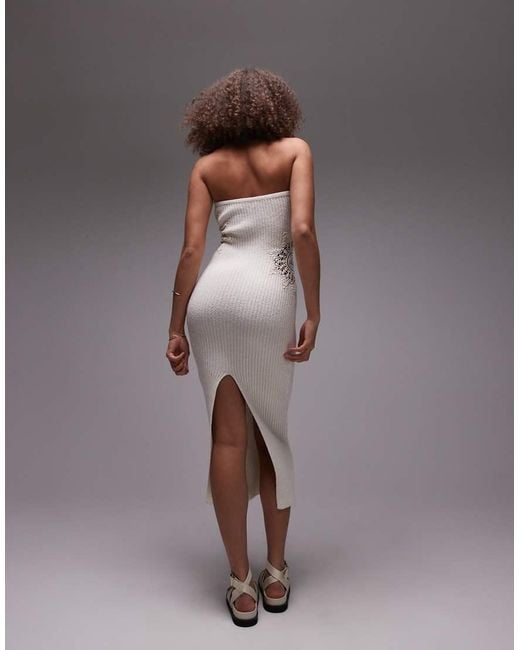 emory park Bandeau Midi Jurk Met Gehaakt Inzetstuk in het Gray