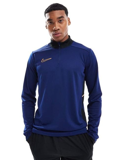 Nike Football Blue Academy 25 Dri-fit Half Zip Longsleeve Top for men