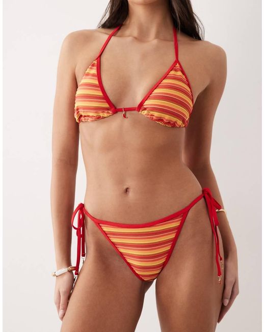 Candypants Red Tie Sides Bikini Bottoms With Chili-pepper Details