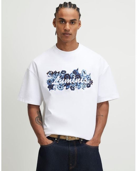 River Island White Oversized Cotton Floral Luminis T-Shirt for men