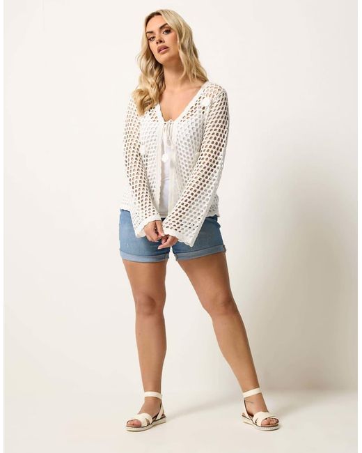Yours Clothing Natural Flower Applique Cardigan