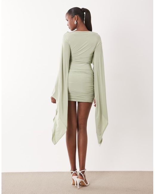 ASOS Natural Slinky Extreme Batwing Mini Dress