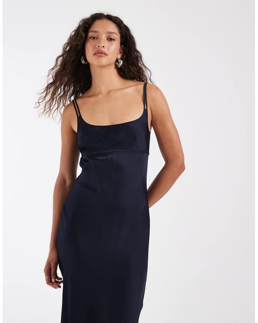 & Other Stories Blue Satin Bias Cut Maxi Dress