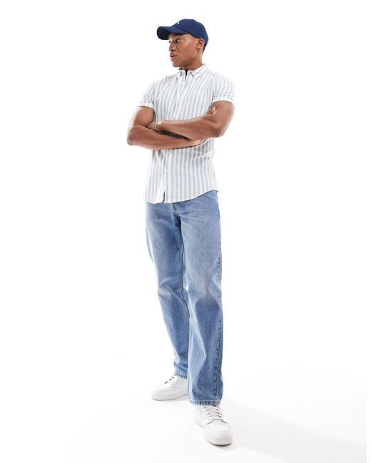 ASOS White Stretch Skinny Oxford Stripe Shirt for men