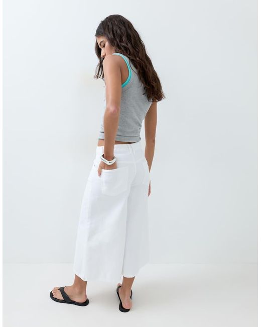 ASOS White Crop Wide Leg Jeans